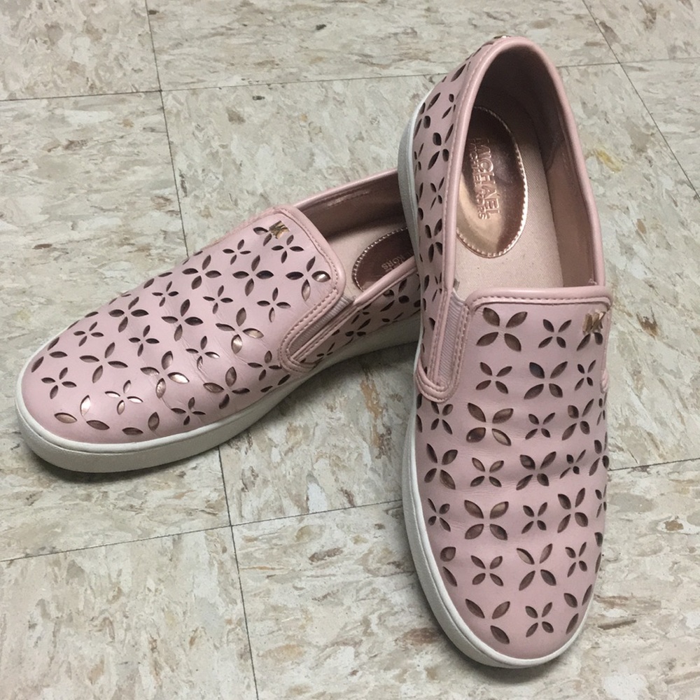 Michael Kors pink leather slip-ons